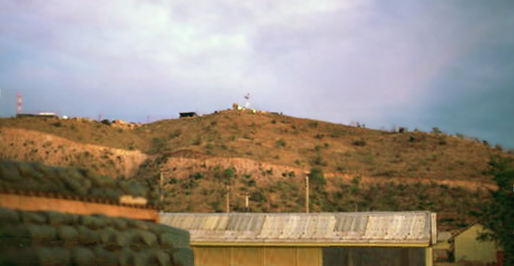 4. Nui Dat hill, as viewed from base area below. Photo by Stan Reeves, ND 1967.