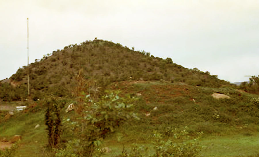 6. Nui Dat hill, as viewed from base area below. Photo by Stan Reeves, ND 1967.