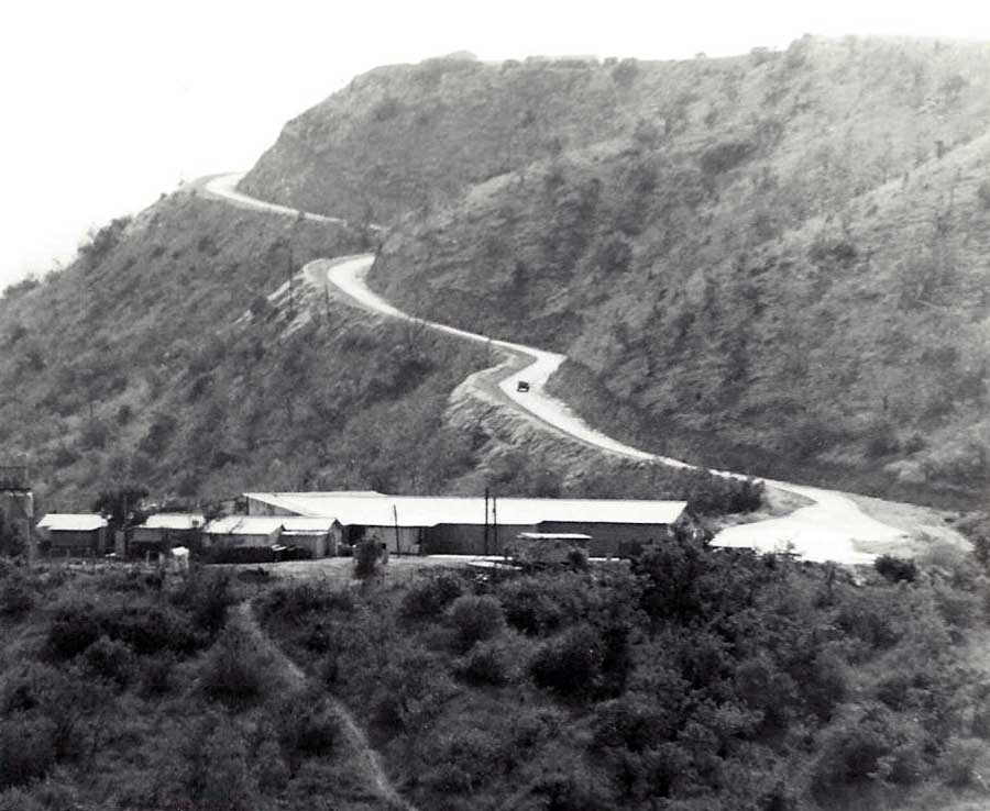 13. Nui Dat hill: Initial dirt road paved and handled large trucks passing without a problem. Photo by Dana Anthony, ND 1969.