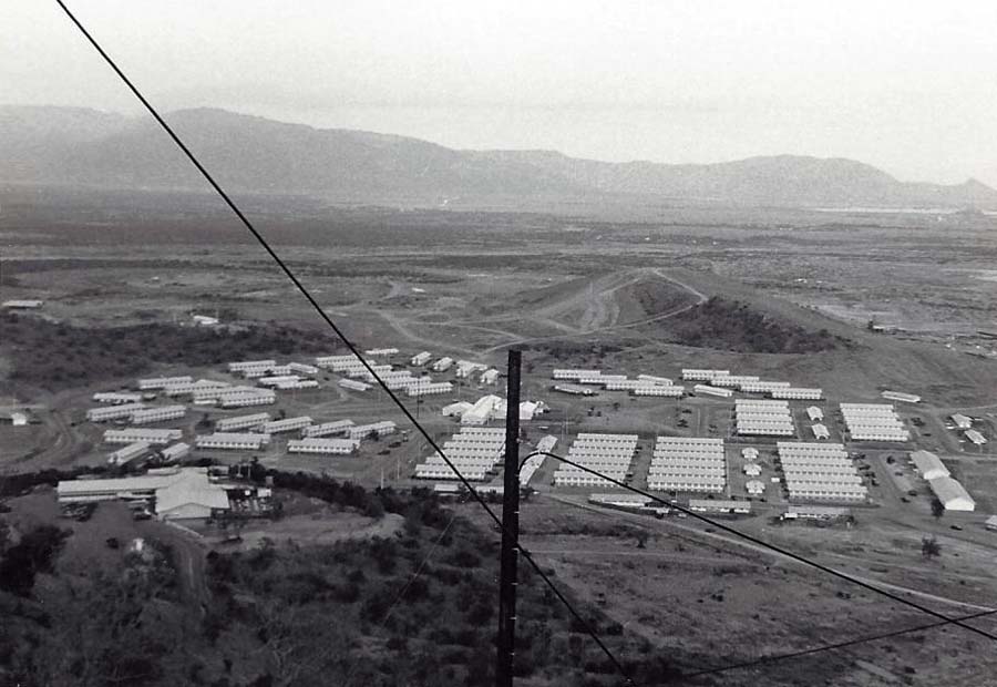 14. Nui Dat hill: View from hill of barracks below. Photo by Dana Anthony, ND 1969.