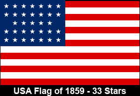 USA Flag of 1851. 31 Stars. State Admited: California.